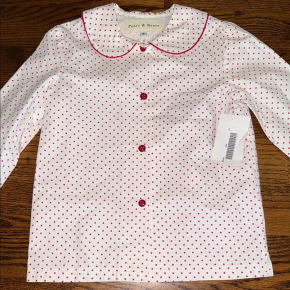 Girls Peter Pan collar white blouse with red polka dots size 8 NWT - Picture 1 of 7